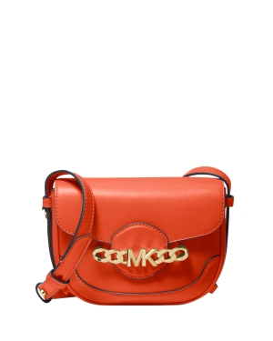 Michael Kors Ladies Hally Extra-Small Embellished Logo Crossbody Bag-  Orange: Handbags